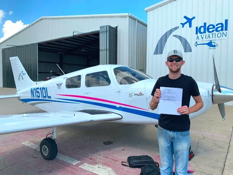 Student pilot recieves certificate