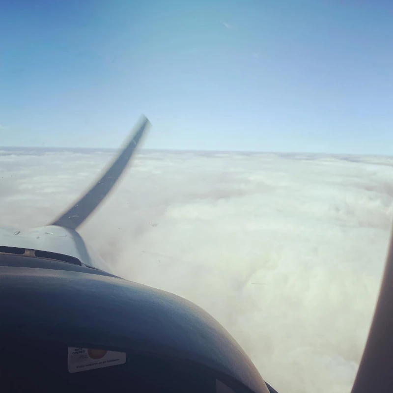 Flying above the clouds on an instrument flight