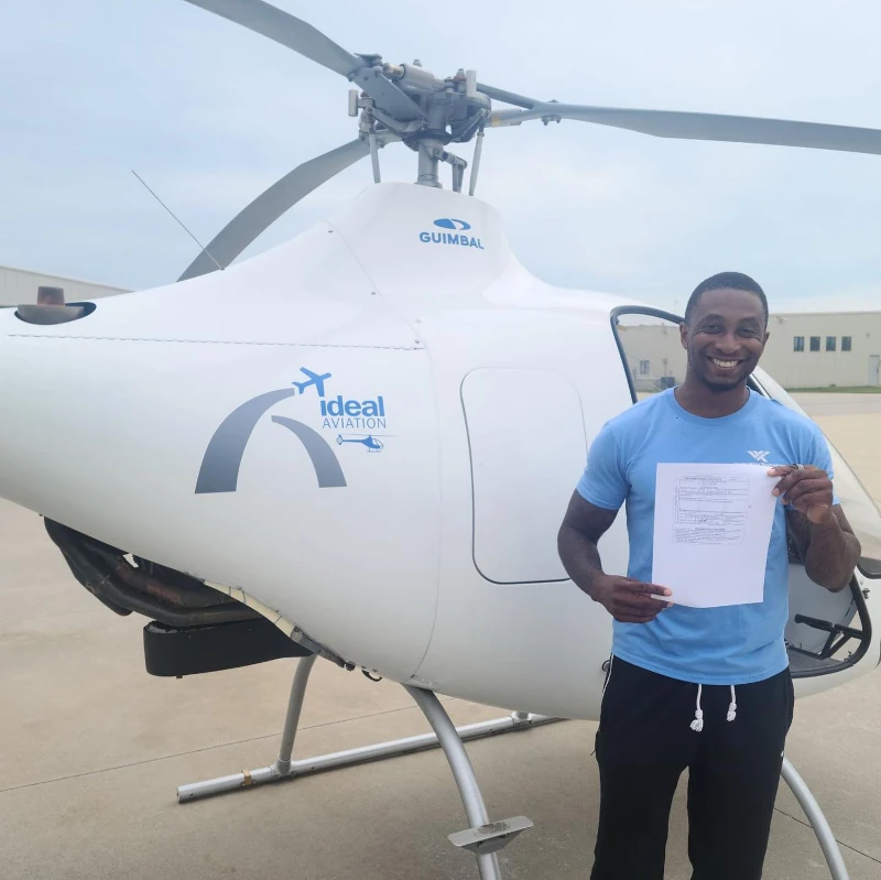 A student pilot at Ideal Aviation Passes His Helicopter Checkride