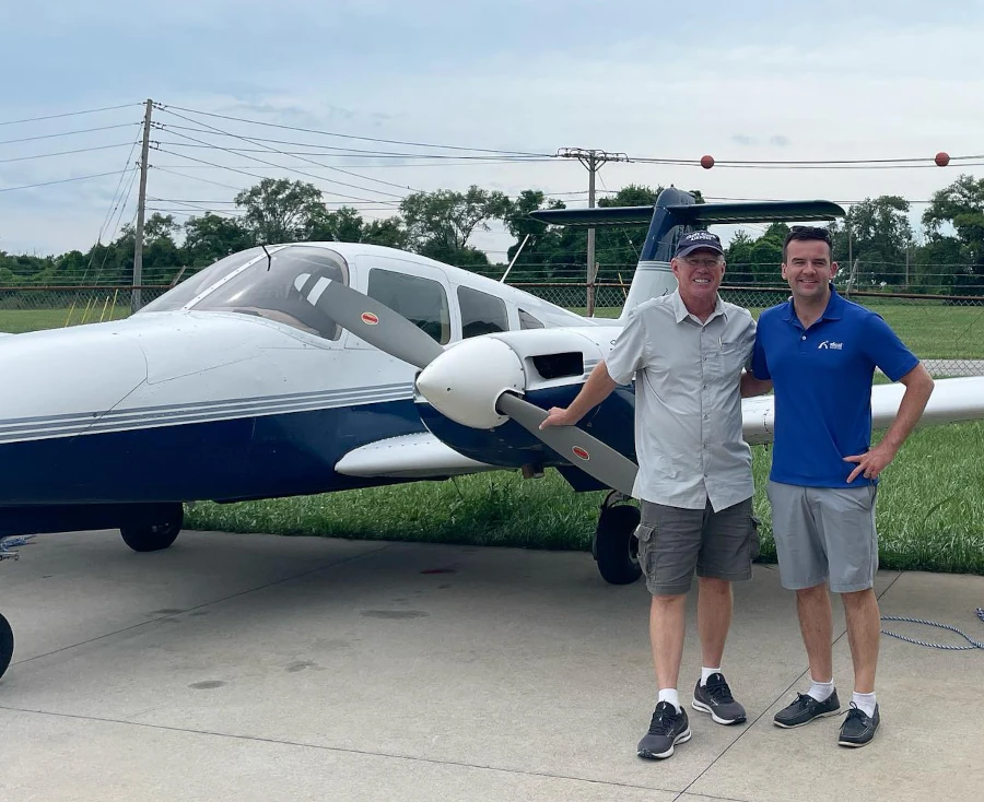 Scott passing his multi engine instructor checkride at Ideal Aviation
